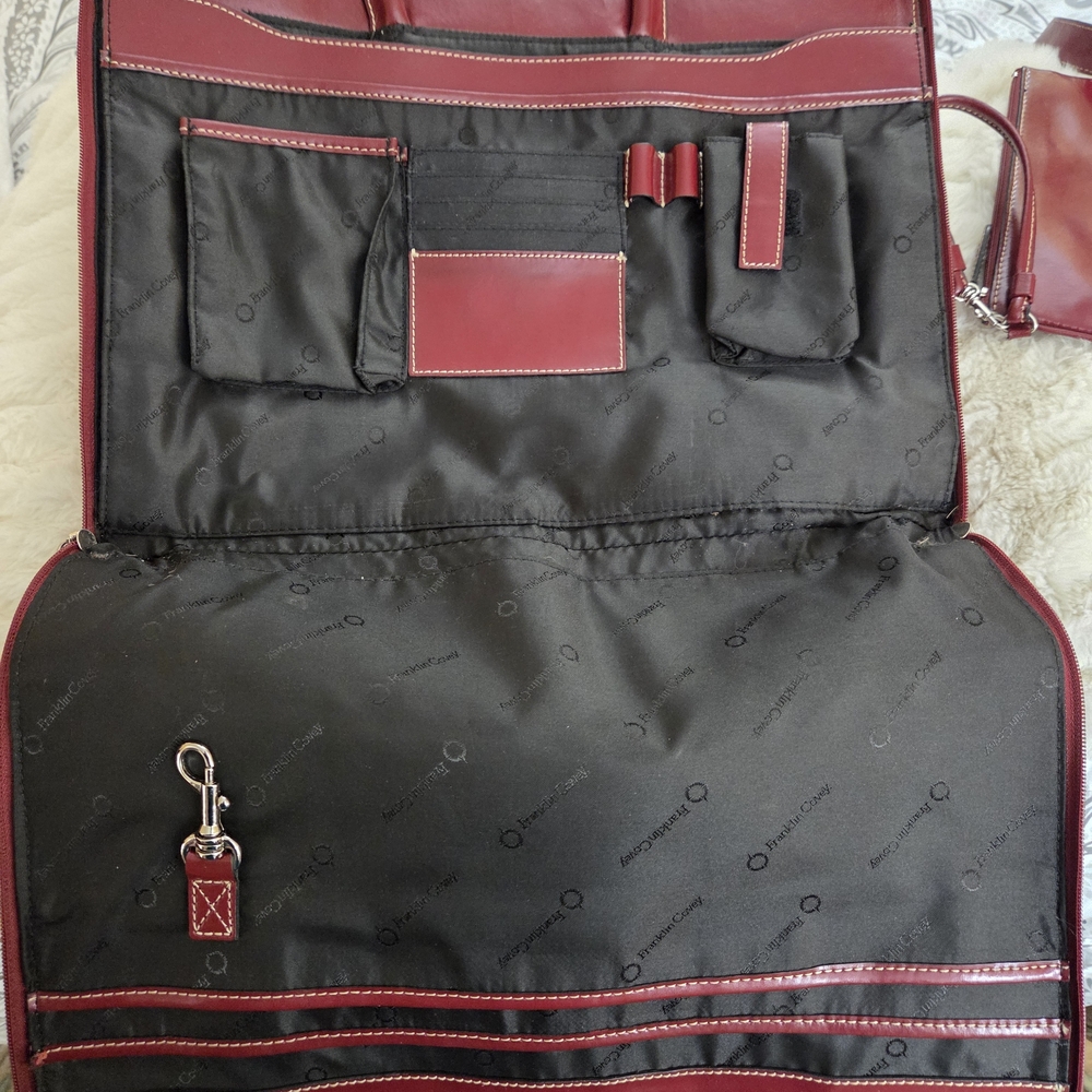 Franklin Covey Elegant Burgundy Leather Briefcase Bag Preloved - Picture 4 of 13